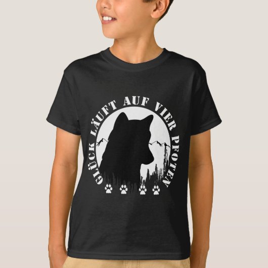 Husky-Glück läuft auf vier Pfoten T-Shirt (Vorderseite)
