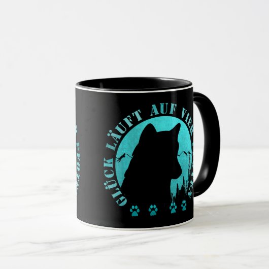 Husky-Glück läuft auf vier Pfoten T-Shirt Tasse (VorderseiteRechts)