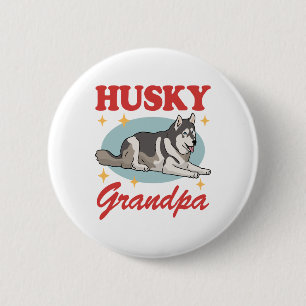 Husky Grandpa Dog Owner Siberian Husky Button