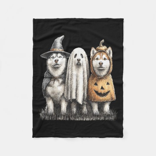 Husky Halloween Ghost Pumpkin Fleecedecke (Vorderseite)