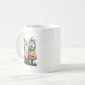 Husky Halloween Ghost Pumpkin Kaffeetasse (Vorderseite Links)