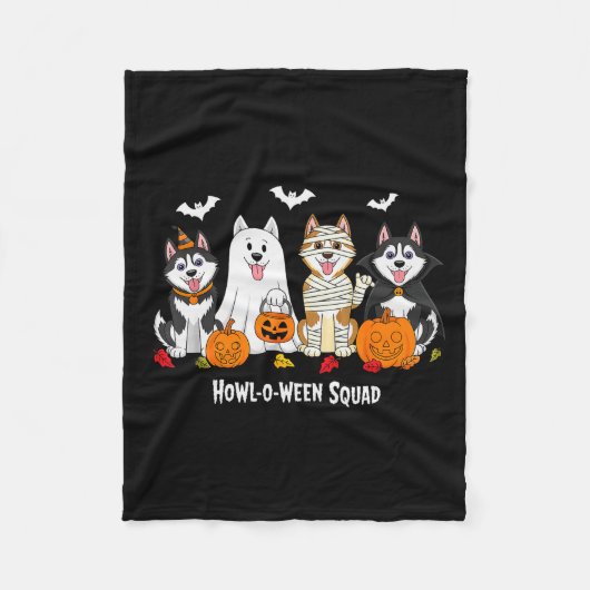 Husky Halloween Heul-O-Ween-Squadron Fleecedecke (Vorderseite)