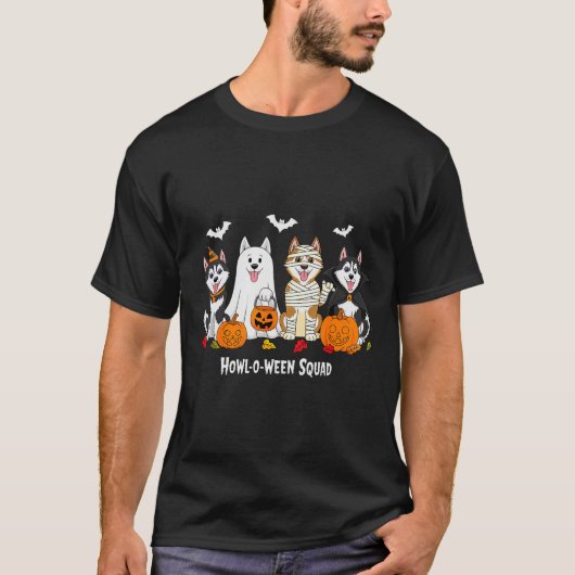 Husky Halloween Howl O Ween Squad  T-Shirt (Vorderseite)