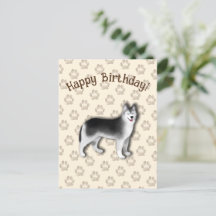 Husky Happy Birthday Hund Footprint Editable