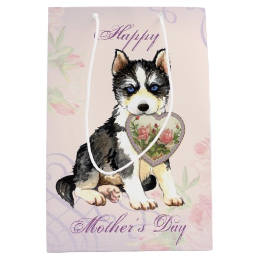 Husky Heart Mama Mittlere Geschenktüte (Vorderseite)