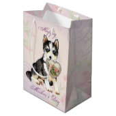 Husky Heart Mama Mittlere Geschenktüte (Vorderseite Schrägansicht)