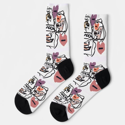 Husky-Herzen Socken (Linkes Detail)