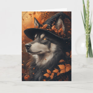 Husky Hexe Halloween Feiertagskarte