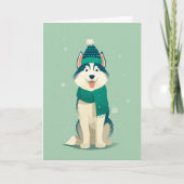 Husky Holiday Greeting Karte (Vorderseite)