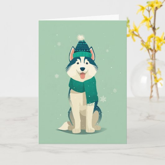 Husky Holiday Greeting Karte (Gelbe Blume)