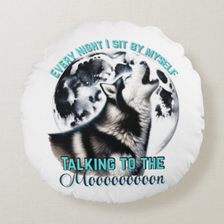 Husky Howling Rundkissen Rundes Kissen