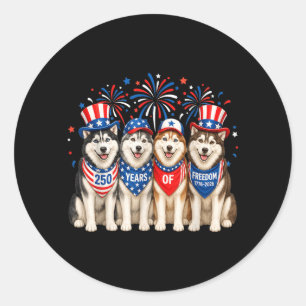 Husky Hund 250 Jahre Amerikanisch 1776 2026 4. Jul Runder Aufkleber