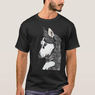 Husky-Hund-Abdruck-Kunstwerk Gesicht mit Sibirisch T-Shirt