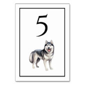 Husky-Hund-Aquarell-Tischnummer Tischnummer (Rückseite)