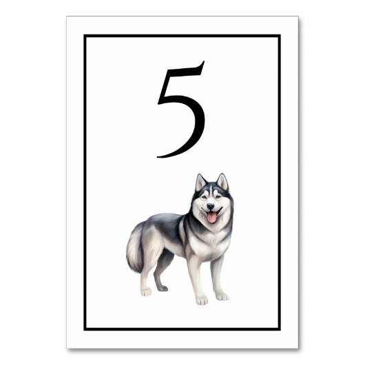 Husky-Hund-Aquarell-Tischnummer Tischnummer (Vorderseite)