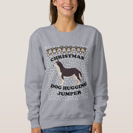 Husky Hund Christmas Hund umarmt Sweatshirt (Vorderseite)