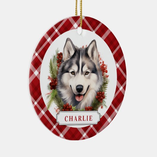 Husky Hund Keramik Circle Ornament (Rechts)