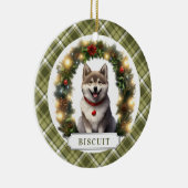 Husky Hund Keramik Circle Ornament (Rechts)