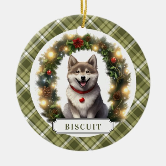 Husky Hund Keramik Circle Ornament (Vorne)
