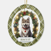 Husky Hund Keramik Circle Ornament (Links)