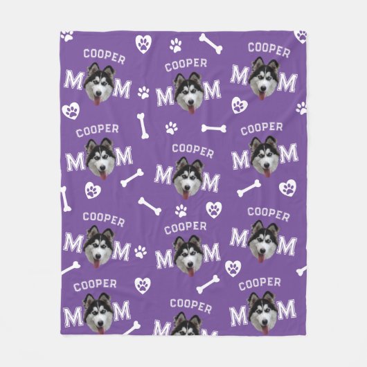 Husky Hund, Lila Personalisierter Name Wiederholun Fleecedecke (Vorderseite)