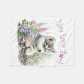 Husky Hund Mama Floral Fleecedecke (Vorderseite (Horizontal))