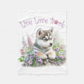 Husky Hund Mama Floral Fleecedecke (Vorderseite)