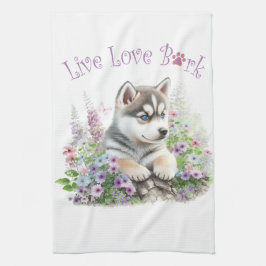 Husky Hund Mama Floral Geschirrtuch