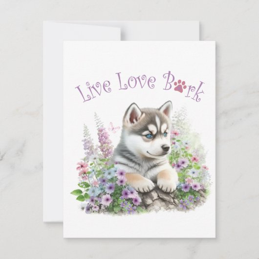 Husky Hund Mama Floral Mitteilungskarte (Vorderseite)