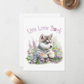 Husky Hund Mama Floral Mitteilungskarte (Vorderseite/Rückseite Beispiel)