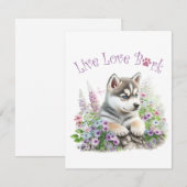 Husky Hund Mama Floral Mitteilungskarte (Vorne/Hinten)