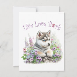 Husky Hund Mama Floral Mitteilungskarte