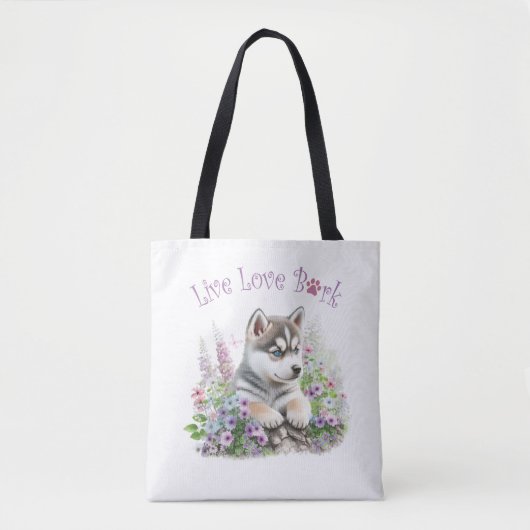 Husky Hund Mama Floral Tasche (Vorderseite)