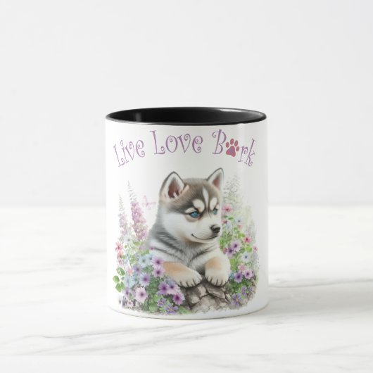 Husky Hund Mama Floral Tasse (Zentrum)