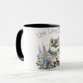 Husky Hund Mama Floral Tasse (Vorderseite Links)
