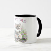 Husky Hund Mama Floral Tasse (VorderseiteRechts)