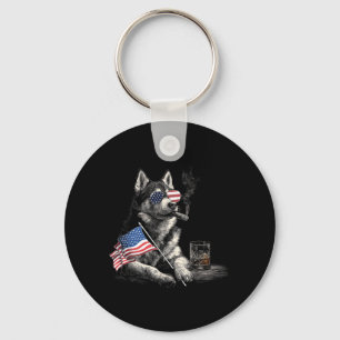 Husky Hund Papa Patriotische Amerikanische Flagge  Schlüsselanhänger
