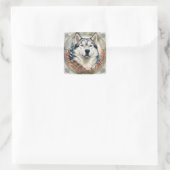 Husky Hund Personalisierte Weihnachtskarten Sticke Quadratischer Aufkleber (Tasche)