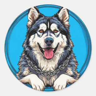 Husky-Hund Runder Aufkleber