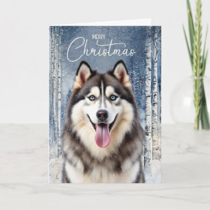 Husky-Hund Schneeiger Winterwald Weihnachten