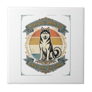 Husky-Hund-Shirt Vintage-Gravur Ein weiterer Hund  Fliese