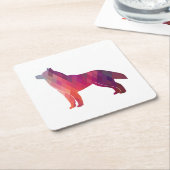 Husky Hund Silhouette Geo Rechteckiger Pappuntersetzer (angewinkelt)