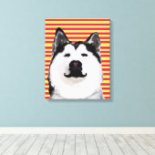 Husky Hund Stripes Single Kunst, Dichtung und Musi Leinwanddruck (Insitu (Holzboden))