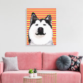 Husky Hund Stripes Single Kunst, Dichtung und Musi Leinwanddruck (Insitu (Wohnzimmer))