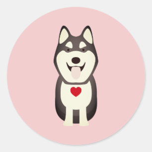 Husky-Hund-Valentinstag, Valentinstag Husky Runder Aufkleber