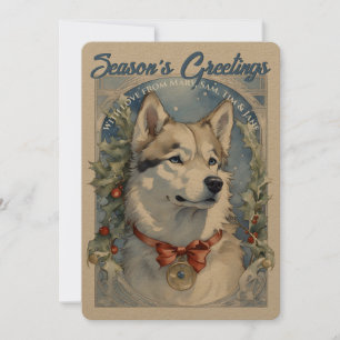 Husky-Hund Vintage-Feiertagskarte Feiertagskarte