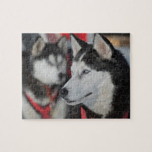 Husky-Hund vor einem Rennen, Kanada Puzzle