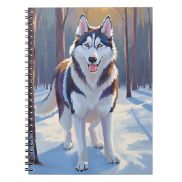 Husky | Hund Winter Aquarell Haustiermalerei Notizblock
