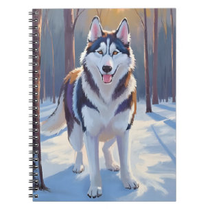 Husky   Hund Winter Aquarell Haustiermalerei Notizblock