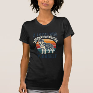 Husky-Hund-Zitat Vintage-Gravur Haustierliebhaber- T-Shirt